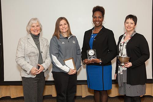 From left are 2013 Celebrating Women award winners: Diana Pace, Kate Harmon, Mitzi Loving Johnson and Colette Seguin Beighley. This year's event will be held Thursday.t