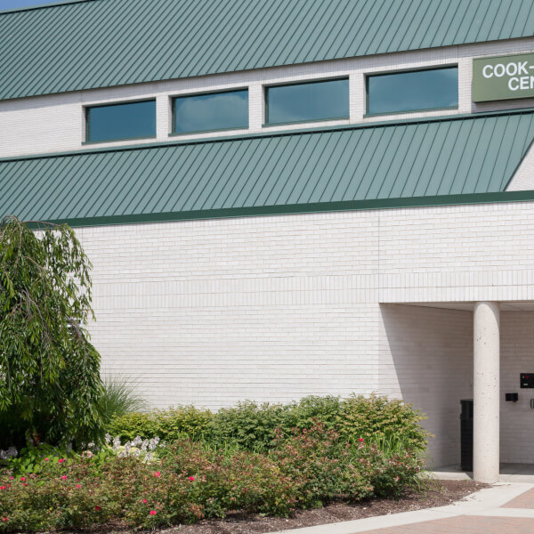 An exterior photo of the Cook-DeWitt Center on the Allendale Campus.