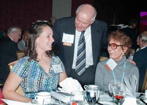 Peter and Pat Renucci talk with Jillian Erke at the Scholarship Dinner. Erke is a recipient of the Renucci's Medical Lab Sciences scholarship.