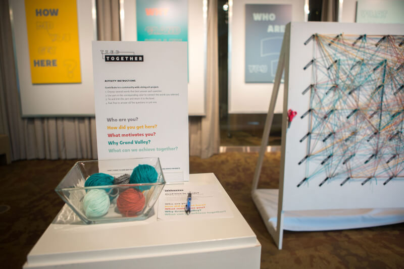 Photo of Tied Together exhibit's string art display