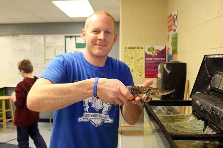 Jeff Bouwman, '03, teaches science at Shumate Middle School in Gibraltar.