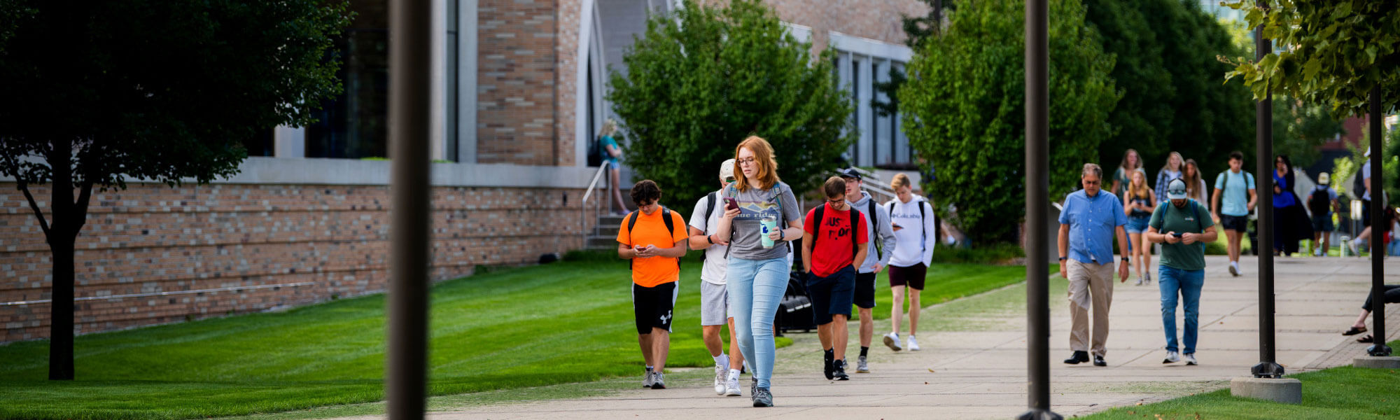students walking on downtown campus