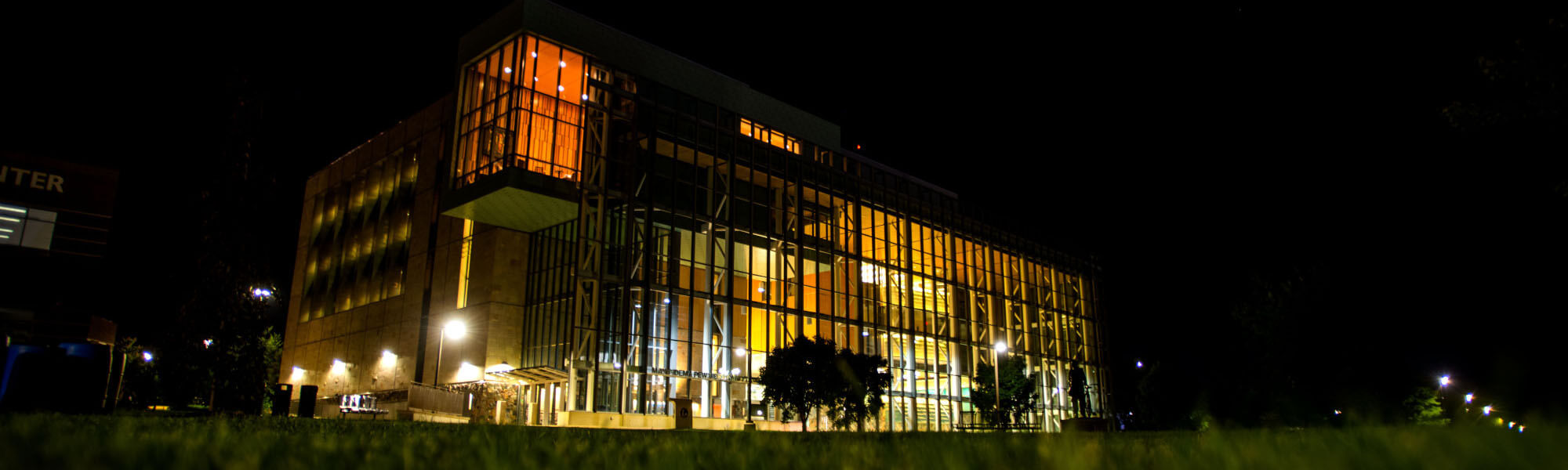 Campus at night.